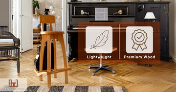 Wooden Guitar Stand-Music, Pop, and Guitars Shape Spaces