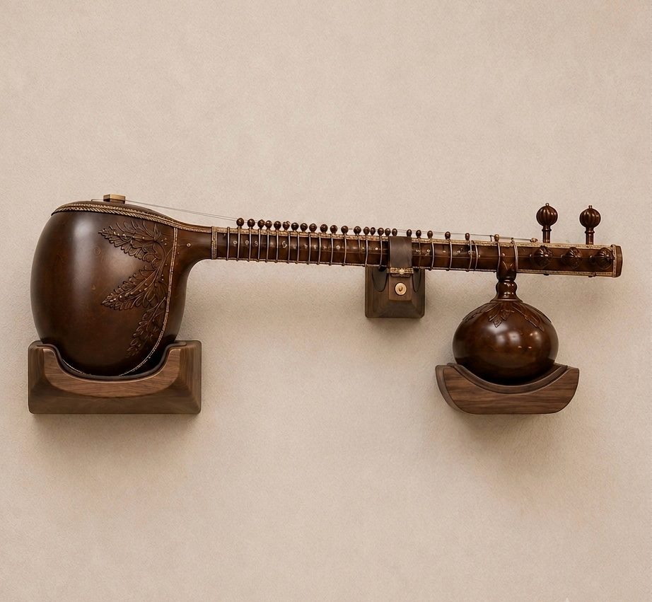 BruinHout Raaga Cradle™ – Premium Wall-Mounted Sitar Display Stand