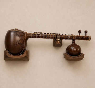 BruinHout Raaga Cradle™ – Premium Wall-Mounted Sitar Display Stand