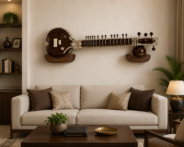 BruinHout Raaga Cradle™ – Premium Wall-Mounted Sitar Display Stand