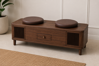 Rhythm Bench | Luxury Tabla & Bayan Storage Bench | BruinHout