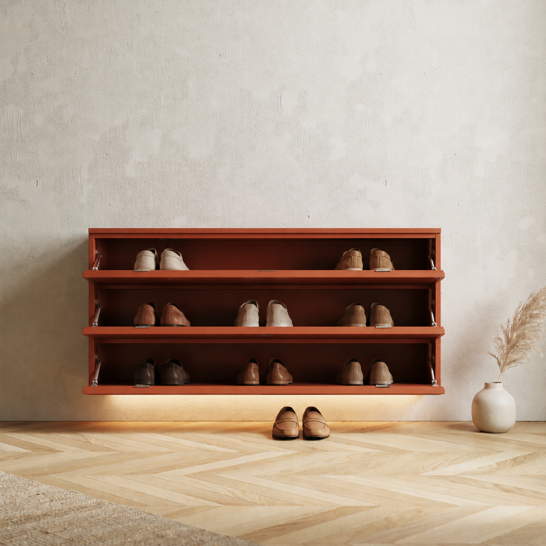 BruinHout ClayCanvas™ – Minimalist Wall-Mounted Shoe Cabinet