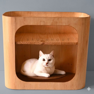 Stylish Cat Wood House & Wooden Dog House for Small Pets