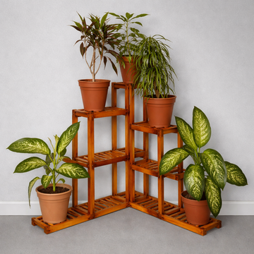 Corner Wooden Plant Stand | Tiered Indoor Plant Stand for Home