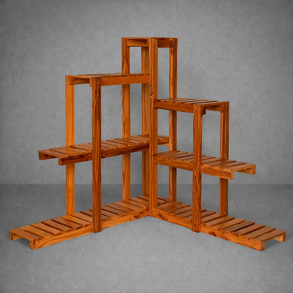 Corner Wooden Plant Stand | Tiered Indoor Plant Stand for Home