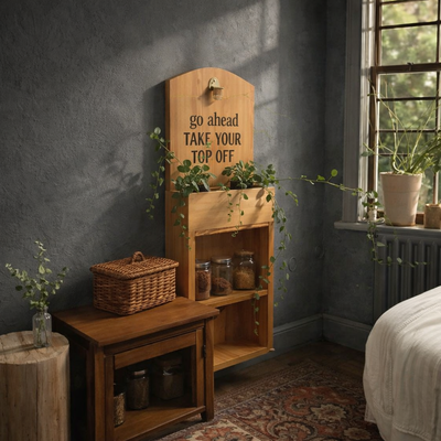 Rustic Wooden Wall Bottle Opener with Planter | Wall Mounted Plant Holder