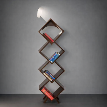 Geometric Harmony Wooden Bookshelf | Premium Wooden Furniture for Reading Room