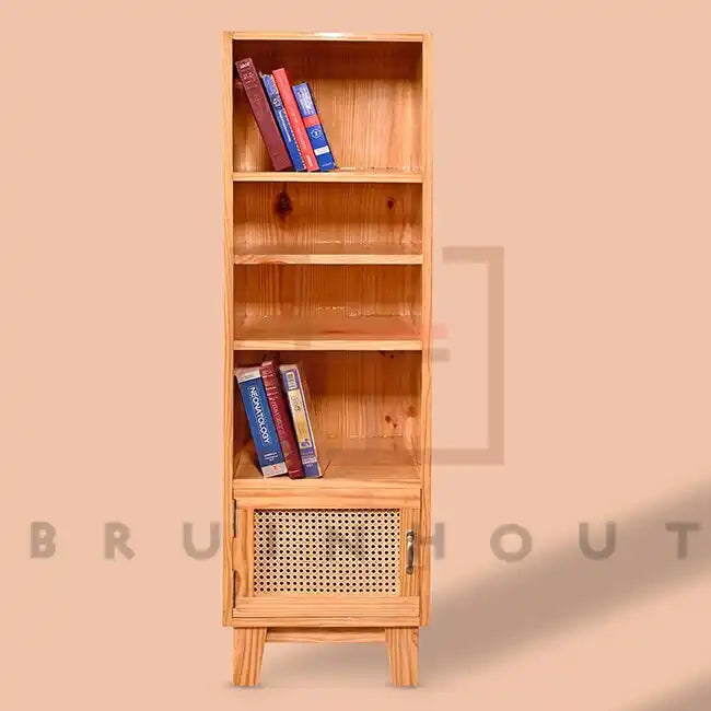 Compact Wooden Bookshelf with Storage
