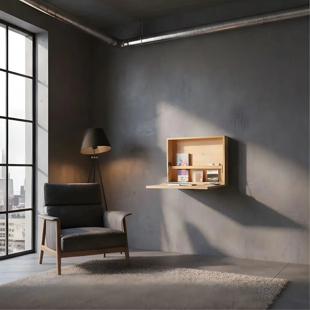 Foldable Wall Mounted Workstation | Premium Wooden Furniture for Reading Room