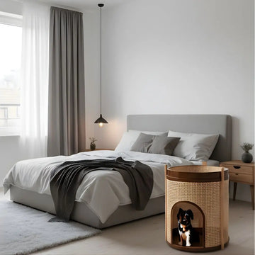 Modern Wooden Dog House with Side Table in One