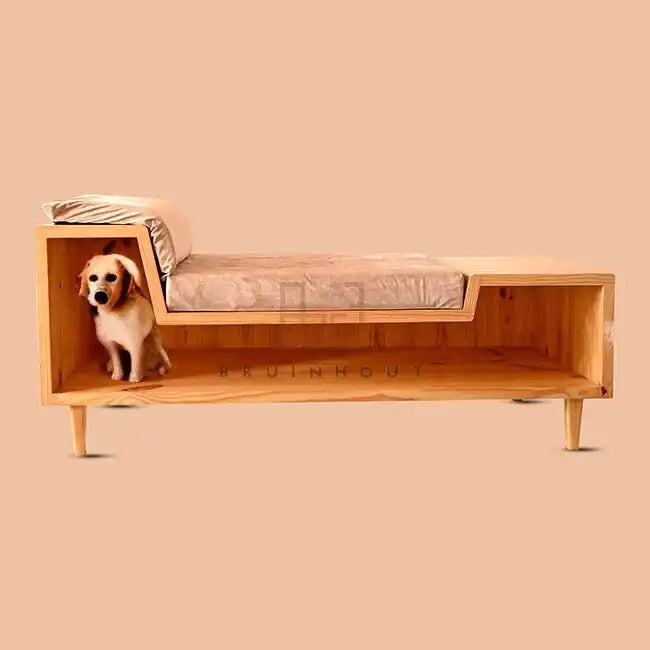 Handcrafted Wooden Dog Bed & Cozy Cat Lounger