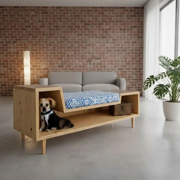 Handcrafted Wooden Dog Bed & Cozy Cat Lounger