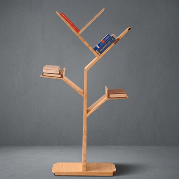 Tree-Shaped Wooden Bookshelf | Premium Wooden Furniture for Reading Room