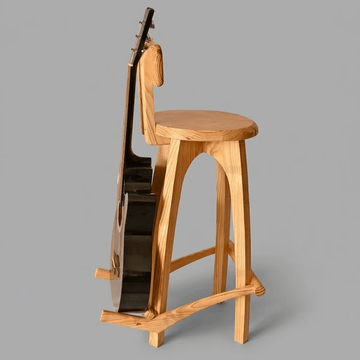 Musician’s Guitar Stool with Stand | Wooden Guitar Seating Furniture
