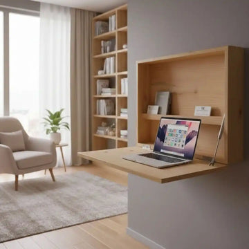Foldable Wall Mounted Workstation | Premium Wooden Furniture for Reading Room