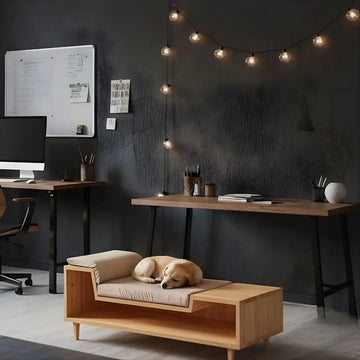 Handcrafted Wooden Dog Bed & Cozy Cat Lounger