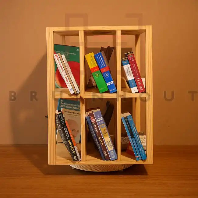 360° Rotating Cube Wooden Bookshelf