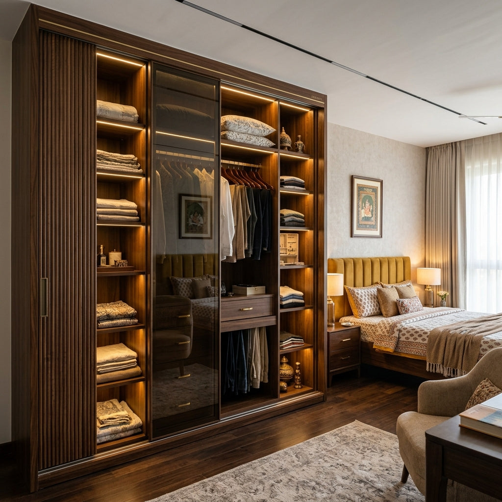 Premium Fluted Glass Wardrobe