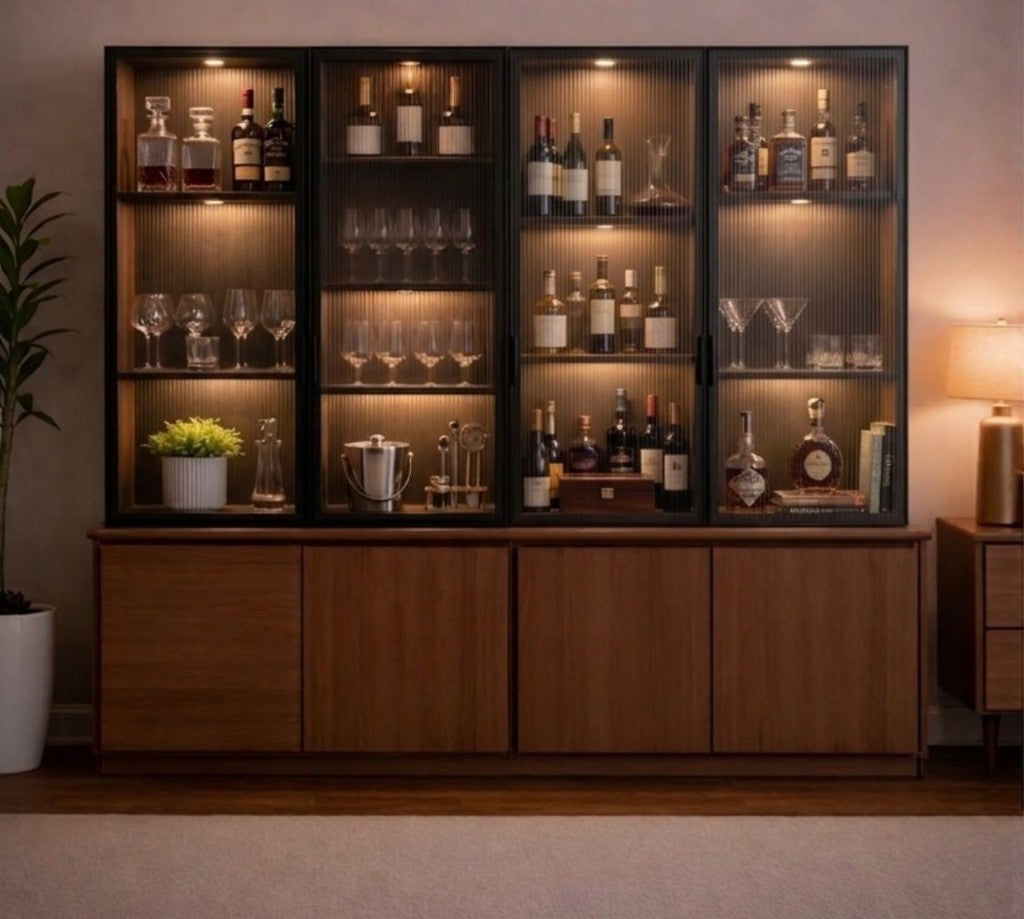 Fluted Glass Bar Cabinet
