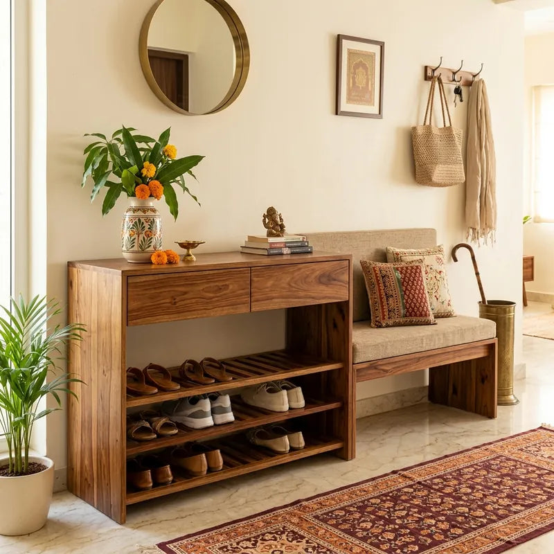 Minimalist Shoe Rack with Seating