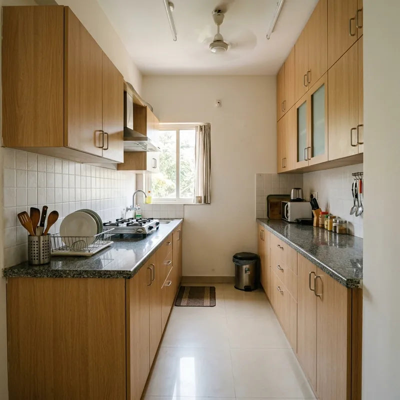 Simple Oak Modular Kitchen