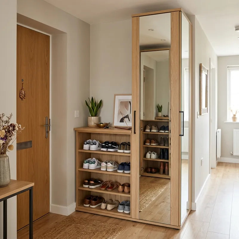 Tall Mirror Shoe Rack