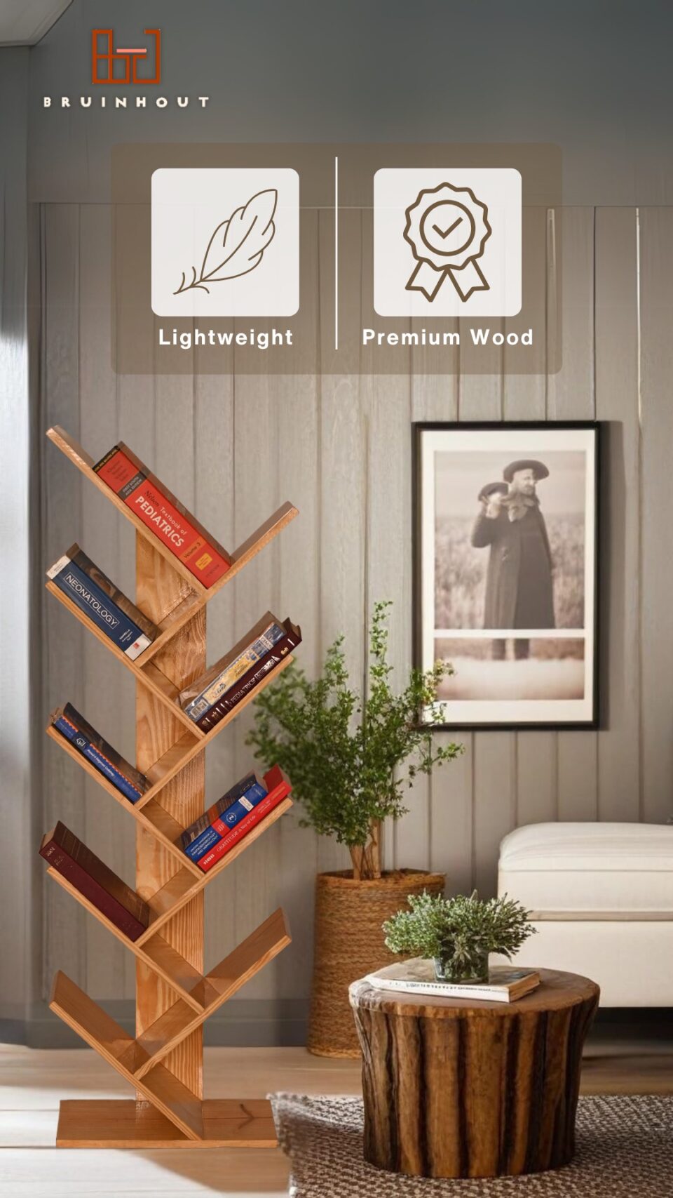 Stylish Wooden Bookshelf