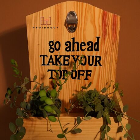 Rustic Wooden Wall Bottle Opener with Planter